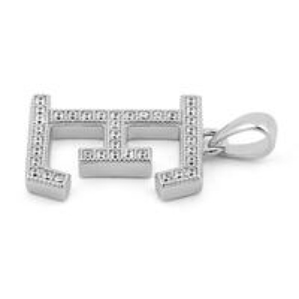 Sterling Silver 925 Letter “E” CZ Pendant Necklace - Picture 3 of 6